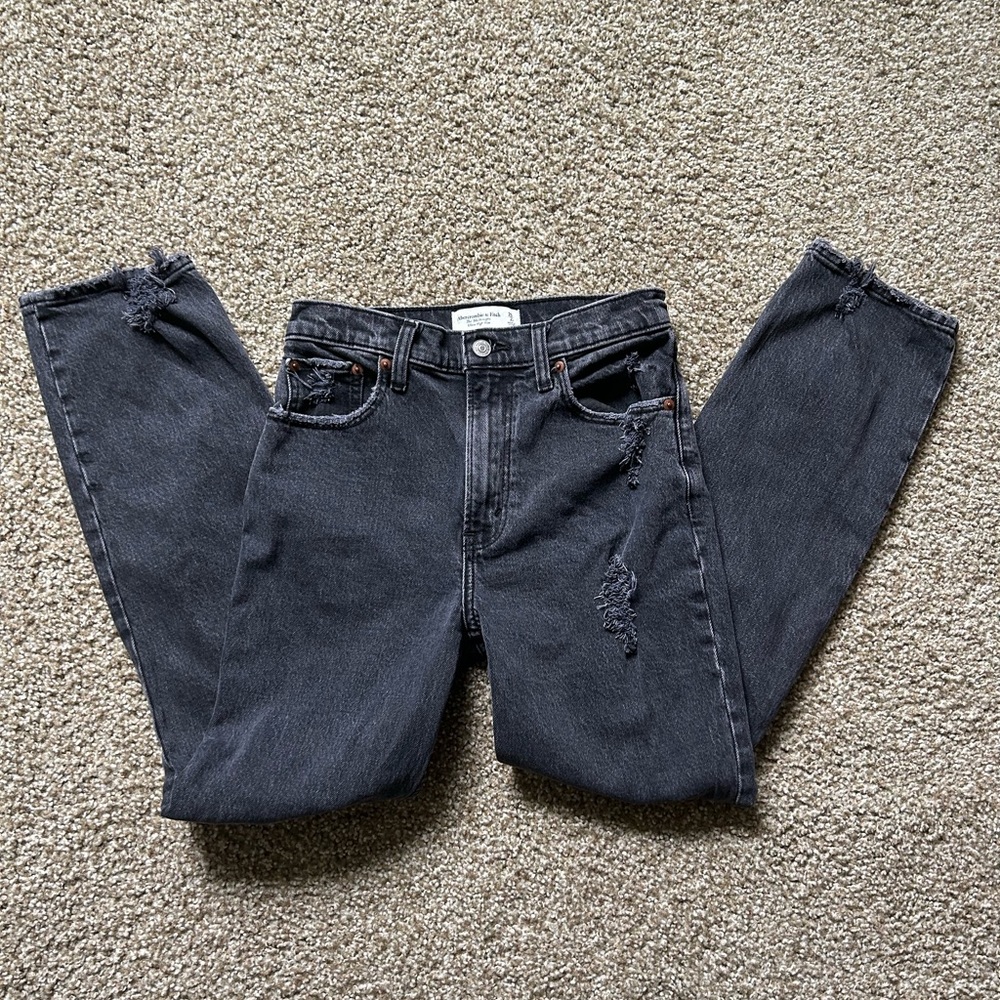 Abercrombie 90s straight ultra high rise black jeans size 26S